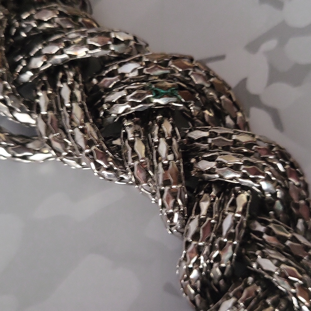 Y2K Express Gunmetal Gray Scale Braided Mesh Choker Necklace - Picture 5 of 7